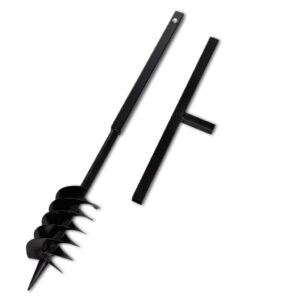 Steel Ground Drill Auger Bit with Double Spirals and Handle for Garden Planting