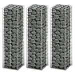 Galvanized Steel Gabion Set Weatherproof Mesh Garden Retaining Wall Kit 3 Pack