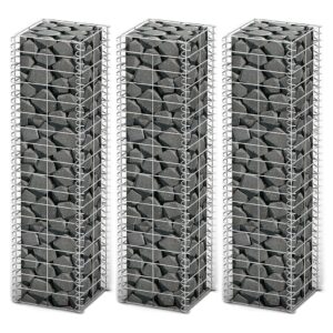 Galvanized Steel Gabion Set Weatherproof Mesh Garden Retaining Wall Kit 3 Pack