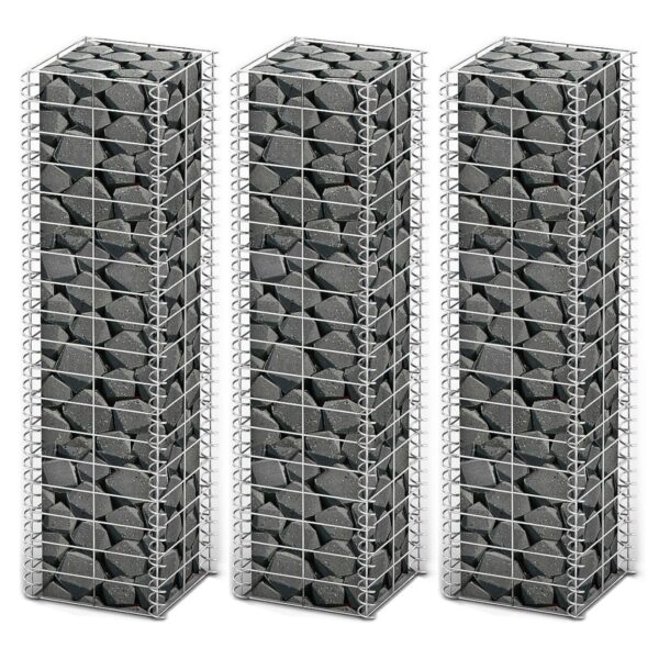 Galvanized Steel Gabion Set Weatherproof Mesh Garden Retaining Wall Kit 3 Pack