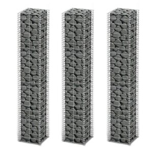 Galvanized Steel Gabion Set Weatherproof Mesh Garden Retaining Wall Kit Pack of 3