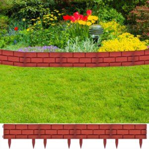 Decorative Garden Lawn Edging Border Fence Brick Design Red Polypropylene Path