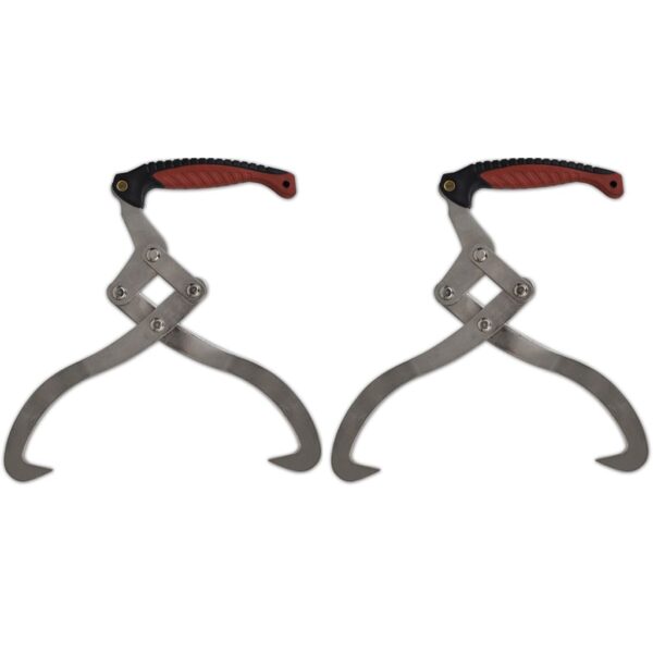 Heavy Duty Log Tongs Set with Ergonomic TPR Grip for Wood Lifting Stacking