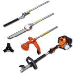 Versatile Garden Multi-Tool Set Hedge Grass Trimmer Brush Cutter Chain Saw Orange