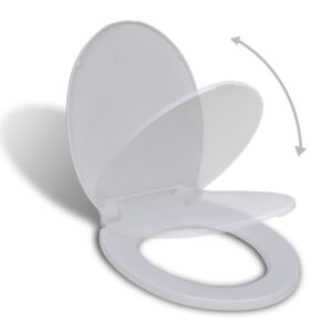 Soft-Close Oval Toilet Seat Durable Polypropylene White Easy Clean Adjustable