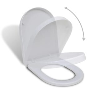 Soft Close Toilet Seat Durable Polypropylene Easy Clean White Square Shape