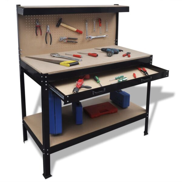 Heavy Duty Steel Workbench Pegboard Drawer Storage Shelf Garage Tool Organizer