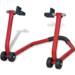 Adjustable Motorcycle Rear Paddock Stand Sport Bike Lift Red Steel Twin Castors