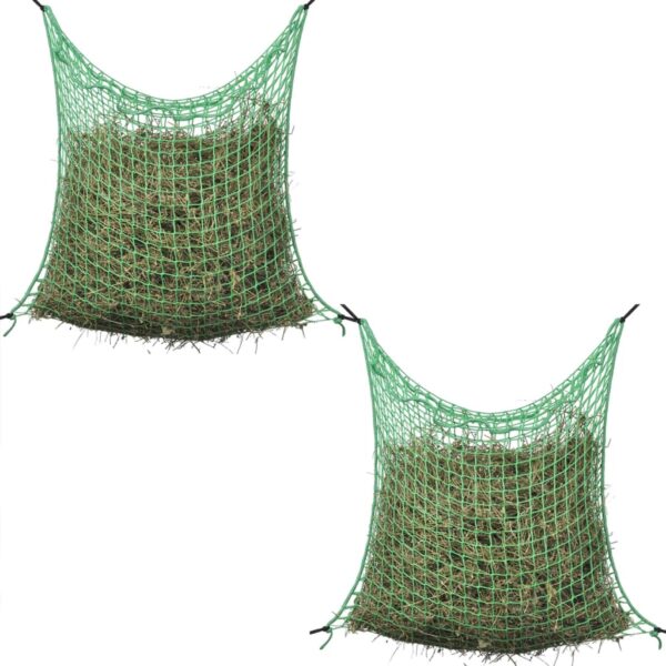 Square Hay Nets Twin Pack Horse Feeding Mesh Durable Weather Resistant Green