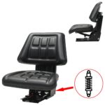 Comfort Adjustable Tractor Seat Suspension Black PVC Upholstered Easy Install