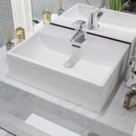 Ceramic White Wash Basin Vessel Sink Over Counter Wall Mount Bathroom Elegant