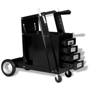 Heavy Duty Welding Cart Trolley Workshop Organizer with Lockable Drawers Black