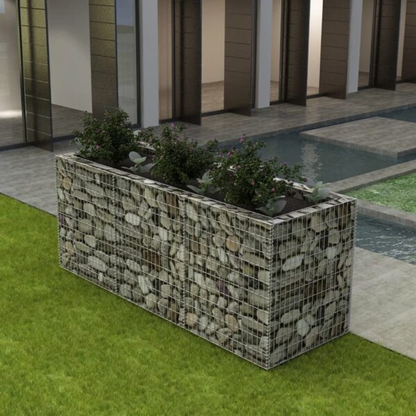 Galvanized Steel Gabion Raised Garden Bed Weather-Resistant Mesh Silver Planter