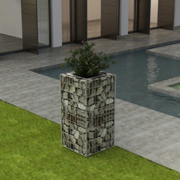 Galvanized Steel Gabion Raised Garden Bed Weather-Resistant Mesh Silver Planter