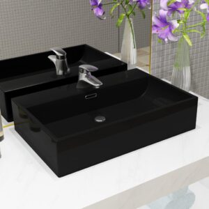 Elegant Ceramic Black Washbasin Modern Design Above Counter Wall Mount