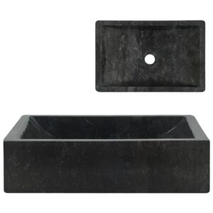 High Gloss Black Marble Wash Basin Handmade Natural River Stone Rustic Sink