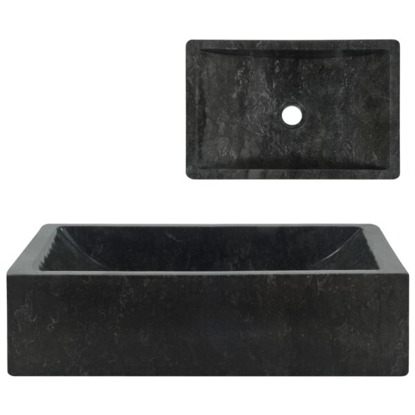 High Gloss Black Marble Wash Basin Handmade Natural River Stone Rustic Sink