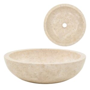 Natural River Stone Marble Cream Sink Handmade Rustic Bathroom Basin Chic Decor