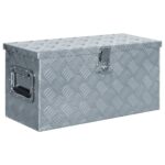 Aluminium Storage Transport Box Lightweight Lockable Silver with Handles