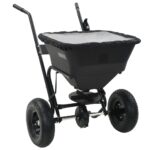 Walk-Behind Garden Salt Spreader PVC Steel Frame Large Hopper Lawn Seeder