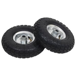 Heavy Duty Puncture Resistant Sack Truck Trolley Wheels Set Black Rubber