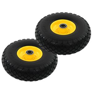 Heavy Duty Solid PU Sack Truck Hand Trolley Cart Wheel Pair Puncture Proof Black