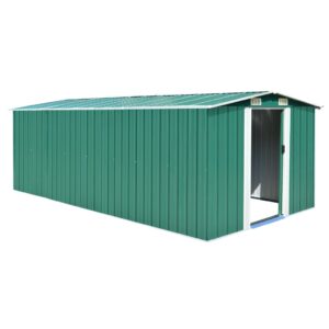 Garden Shed 257x489x181 cm Metal Green