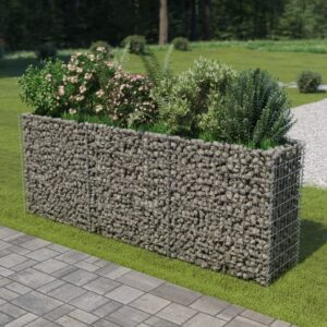 Galvanised Steel Gabion Raised Garden Bed Weather-Resistant Mesh Grid Silver