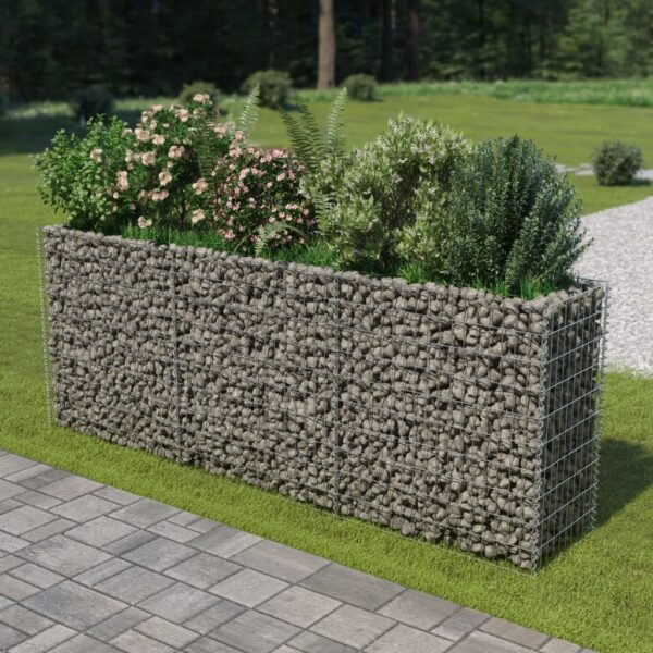 Galvanised Steel Gabion Raised Garden Bed Weather-Resistant Mesh Grid Silver