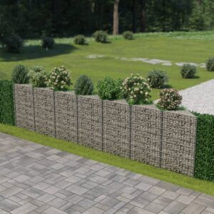 Galvanized Steel Gabion Wall Planter Retaining Landscape Garden Mesh Grid Silver