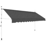 Retractable Manual Awning Canopy Sun Shade Shelter Water-Resistant Patio Deck