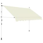 Retractable Manual Awning Water Repellent UV Resistant Outdoor Patio Canopy Cream