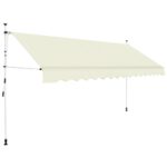 Retractable Manual Awning Canopy Sun Shade Shelter Cream Polyester UV Resistant