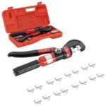 Hydraulic Wire Crimping Tool Set Durable Steel Hexagon Crimp Red with Case