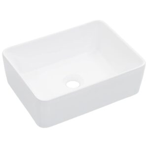 Chic White Ceramic Rectangular Vessel Sink Contemporary Above Counter Basin