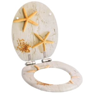 Soft Close MDF Toilet Seat Starfish Design Durable Adjustable Hinges Easy Clean