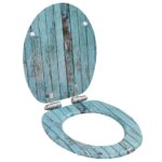 Soft Close MDF Toilet Seat Durable Quiet Hinge Easy Install Old Wood Design