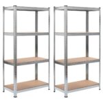 4-Layer Shelves 2 pcs Silver Steel&Engineered Wood