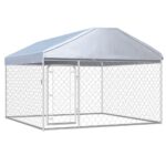 Outdoor Heavy-Duty Dog Kennel with Protective Roof Large Secure Play Area