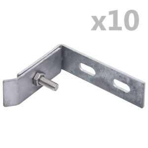 Galvanized Steel Wall Corner Connector Set for Double Pole Mat Fence Silver