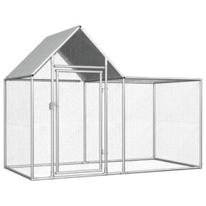 Spacious Galvanized Steel Chicken Coop Water-Resistant Roof Poultry Hen House