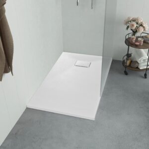 Modern White SMC Shower Tray Base Low-Profile Skid-Resistant Easy-Clean Durable