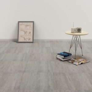 Self-Adhesive PVC Flooring Planks Waterproof Grey Stippled Easy Install Durable