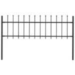 Garden Fence with Spear Top Steel 1.7x0.6 m Black