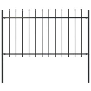 Elegant Spear Top Garden Fence Panel Steel Security Barrier Outdoor Black Decor