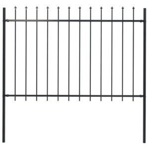 Elegant Spear Top Garden Fence Panel Steel Decorative Security Barrier Black