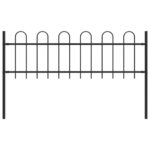 Elegant Steel Garden Fence Panel with Hoop Top Design - Black Powder-Coated