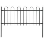 Elegant Decorative Steel Garden Fence Panel with Hoop Top Design Black Finish