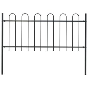 Elegant Decorative Steel Garden Fence Panel with Hoop Top Design Black Finish