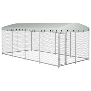 Outdoor Dog Kennel with Roof 8x4x2.3 m